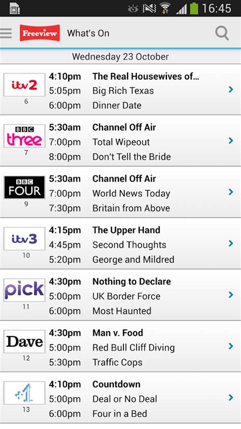 freeview tv schedule today.